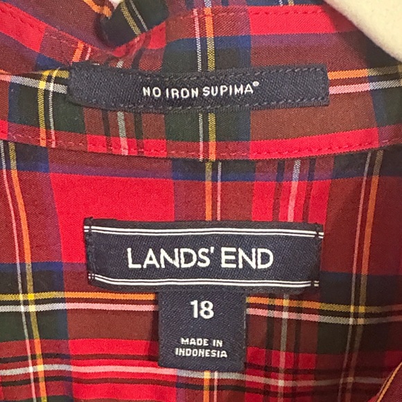 Lands' End Woman's Red Plaid Shirt - size 18 - Picture 2 of 8